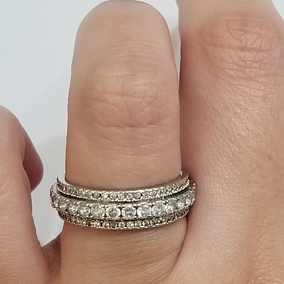 Gorgeous Double Layer Design Eternity Band - Picture 2 of 10